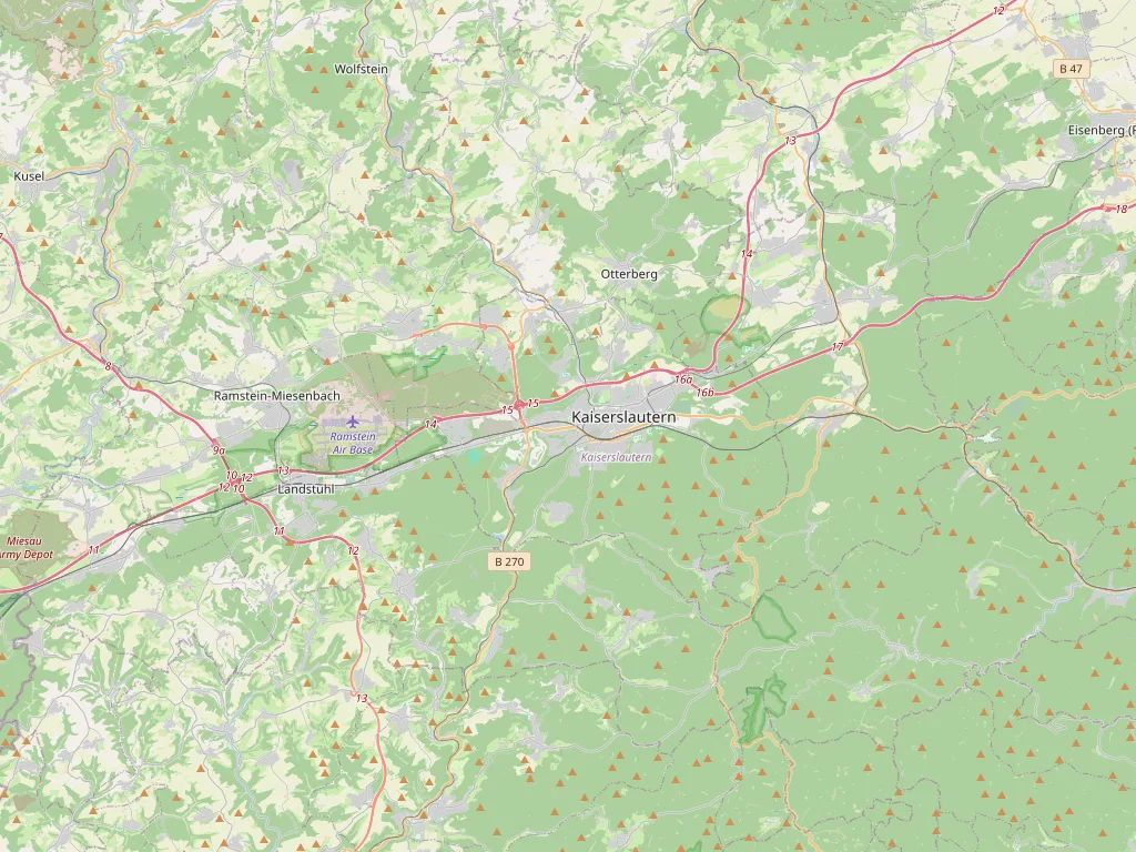 Karte des Einsatzgebiets rund um Kaiserslautern und die Westpfalz
